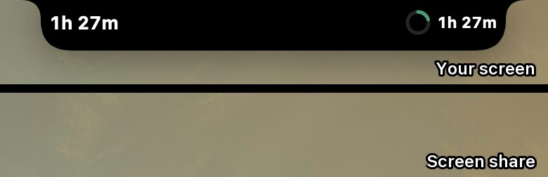 The glance beside the notch on your screen, and the same spot in a screen share with nothing there.