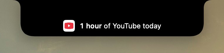 A nudge under the notch: 1 hour of YouTube today.